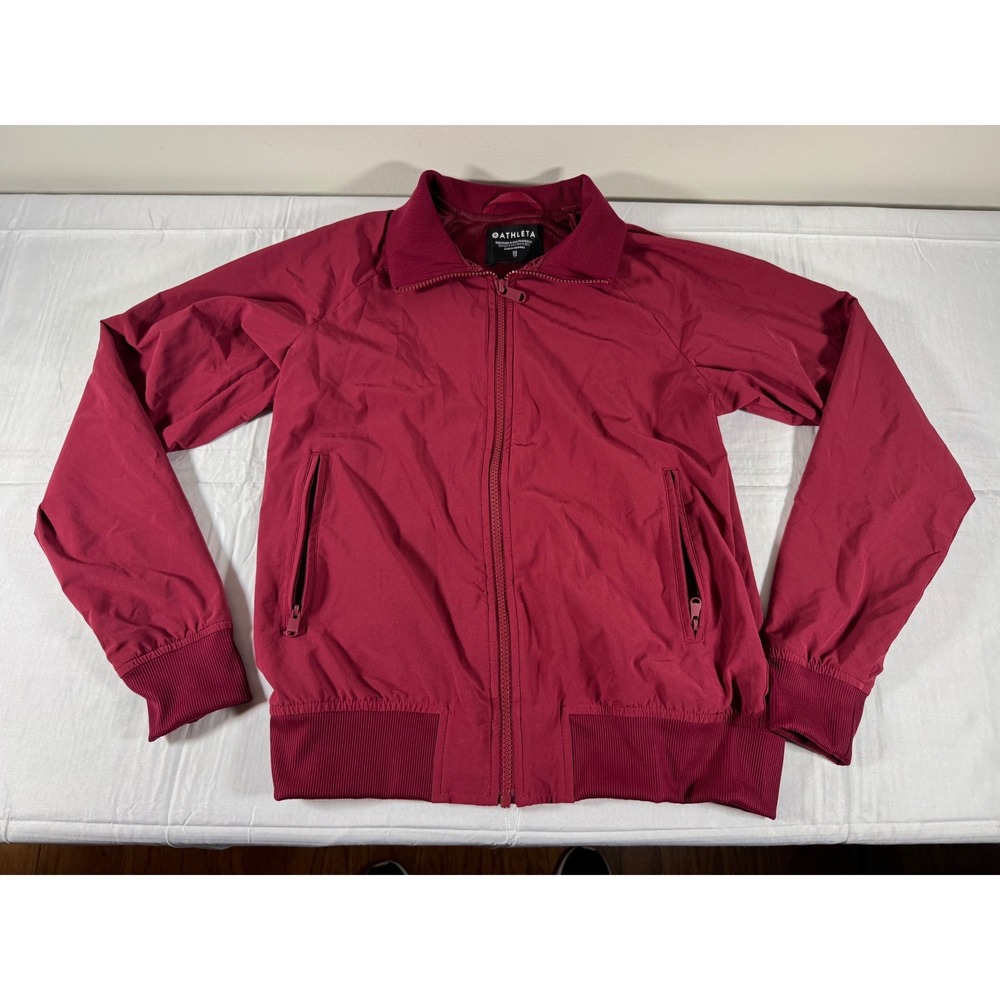 Athleta Womens Burgundy Full Zip Bomber Jacket Raglan Sleeve XS